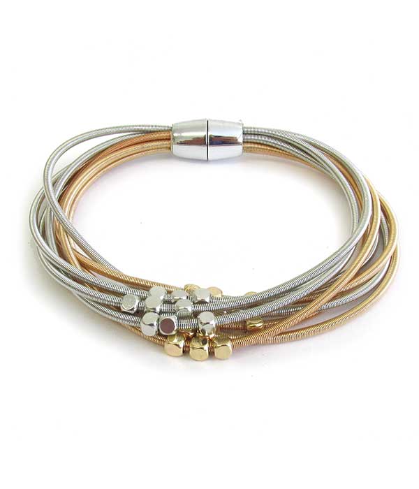 MULTI STRETCH SPRING AND METAL BEAD MAGNETIC BRACELET