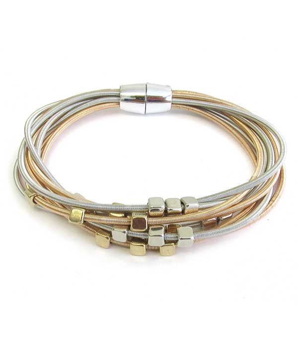 MULTI STRETCH SPRING AND METAL BEAD MAGNETIC BRACELET