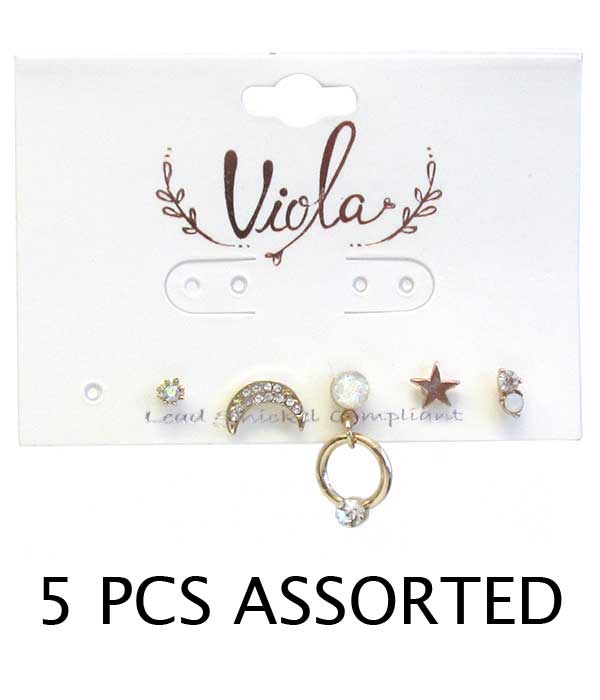 5 PIECE ASSORTED UNBALANCE EARRING SET