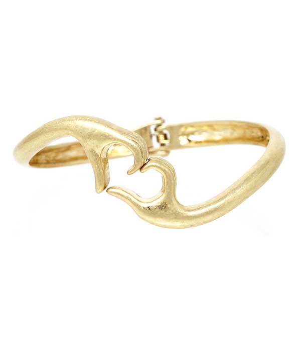 HAND HEART HINGE BANGLE BRACELET