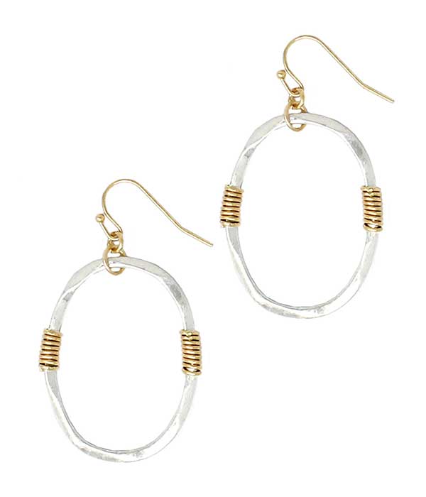 WIRE WRAP OVAL DROP EARRING