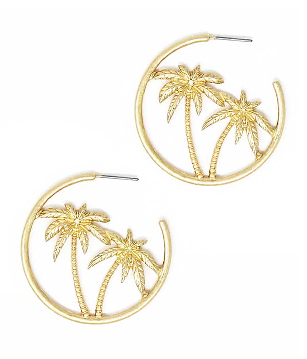 PALM TREE HOOP EARRING