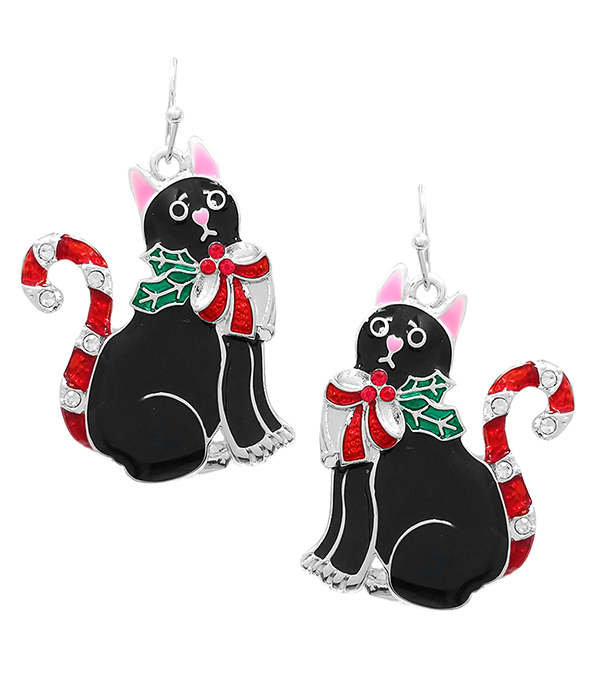 CHRISTMAS THEME EPOXY CAT EARRING