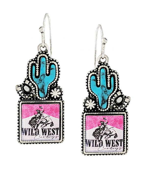 WESTERN THEME CACTUS EARRING - WILD WEST