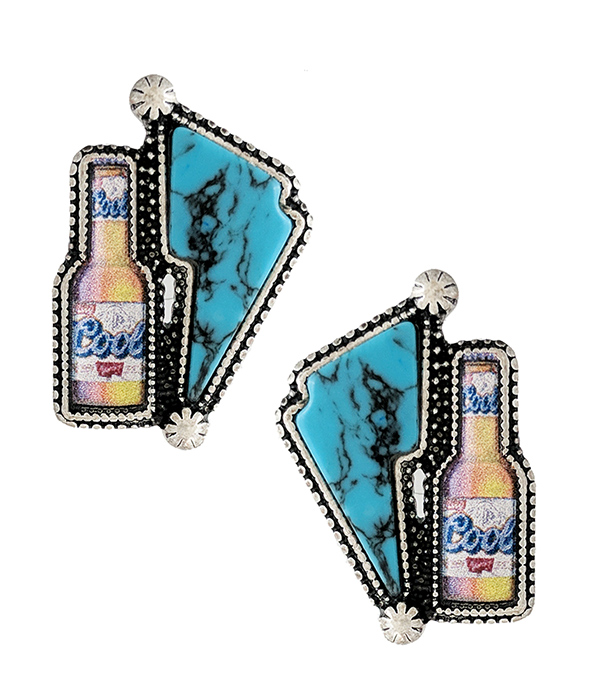 BEER THEME BOTTLE EARRING - COOL