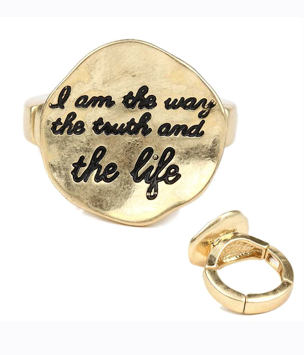 Handmade and religious inspired stretch ring - john 14:6