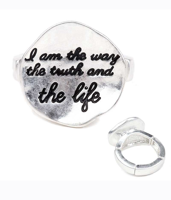 Handmade and religious inspired stretch ring - john 14:6