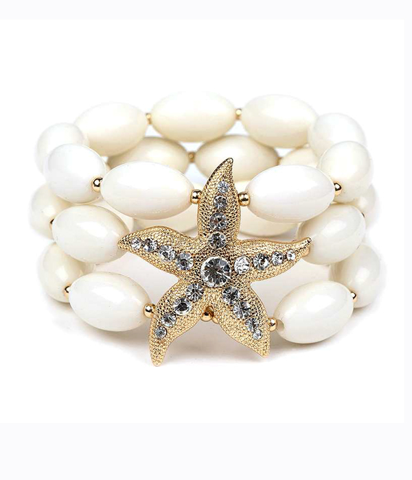 Crystal starfish stretch bracelet