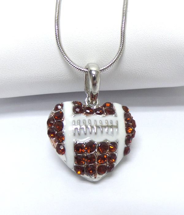 Football heart shape plating crystal necklace 