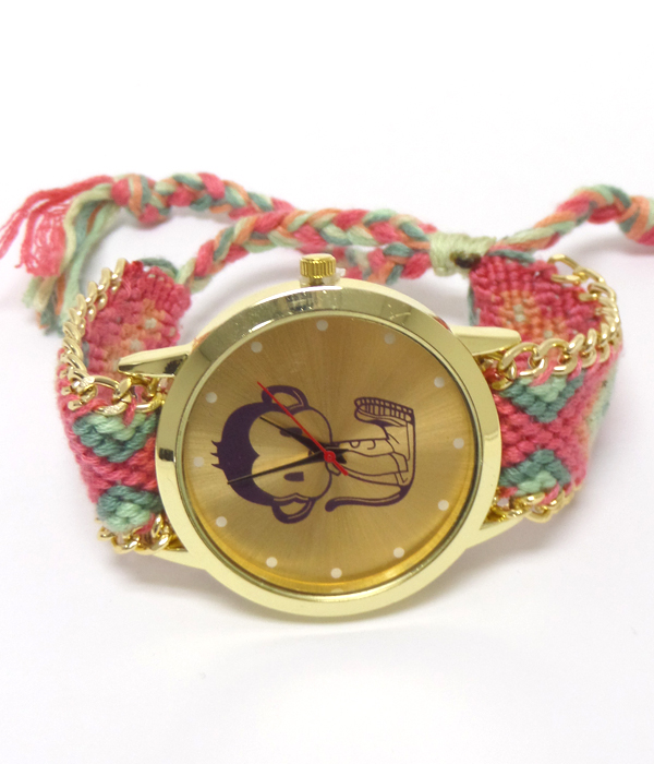 Braided friendship pull and tie watch