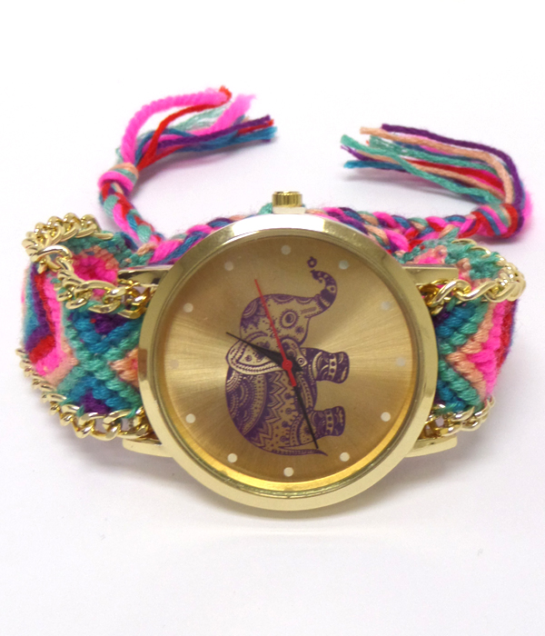 Braided friendship pull and tie watch 