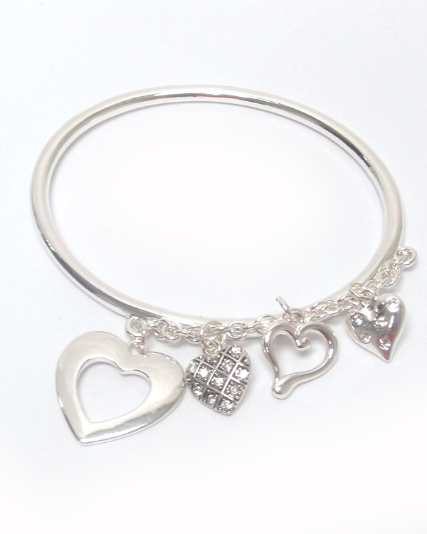 Multi heart charm bangle bracelet