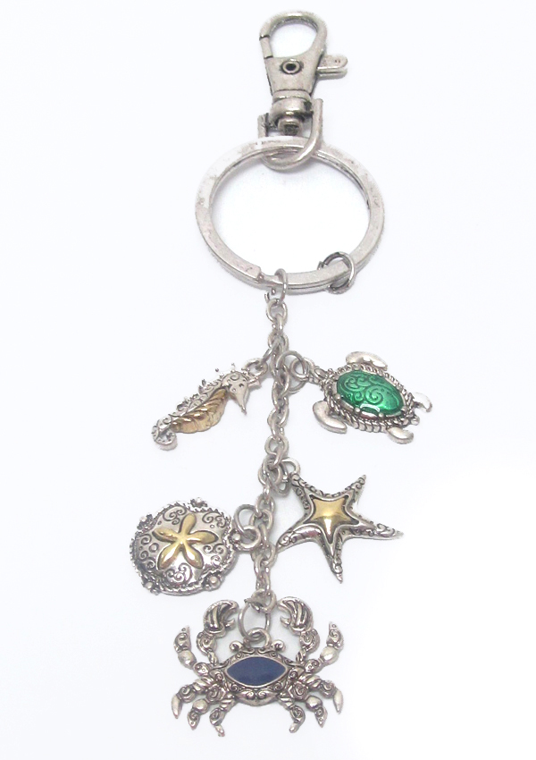 Sealife theme charm key chain - starfish turtle