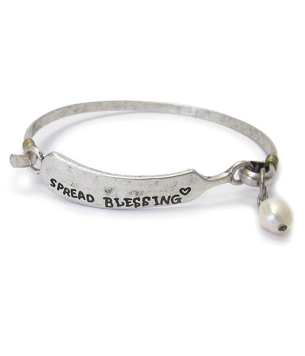 Religious inspiration butter knife wire bangle bracelet - spread blessing