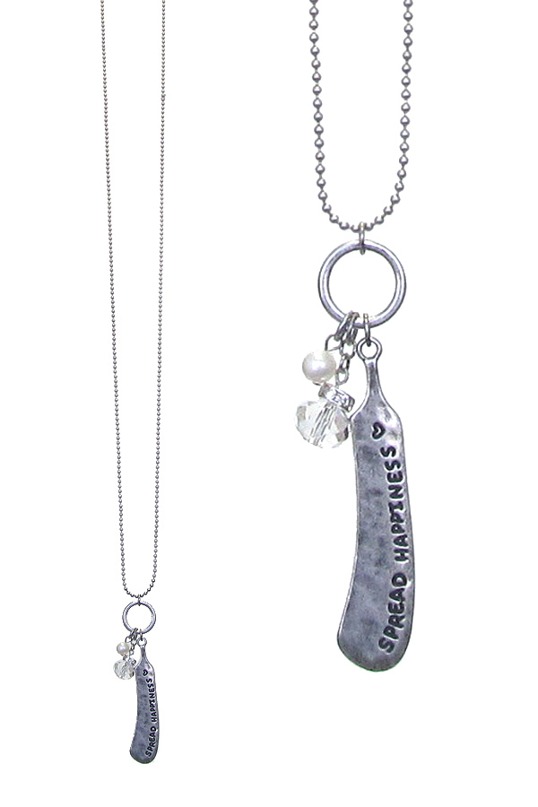 RELIGIOUS INSPIRATION BUTTER KNIFE PENDANT LONG NECKLACE - SPREAD HAPPINESS
