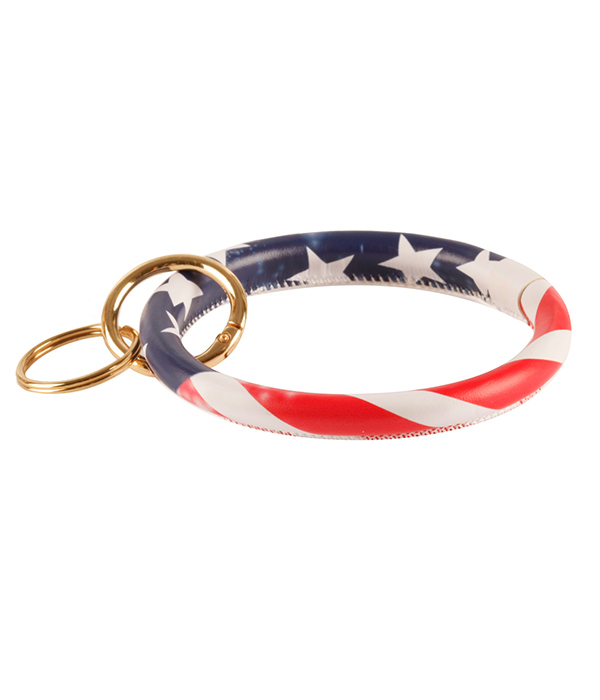 KEYRING BANGLE BRACELET - PATRIOTIC THEME - AMERICAN FLAG