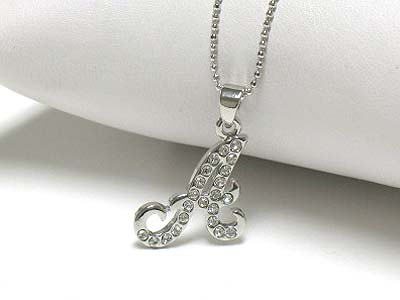 Crystal alphabet initial pendant neckalce - a