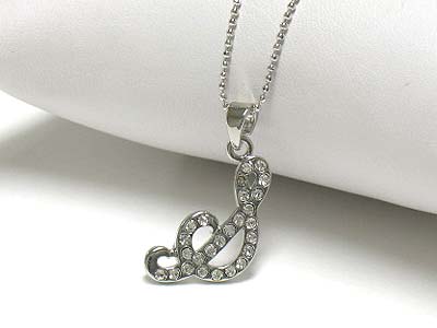 Crystal alphabet initial pendant neckalce - s