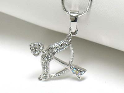Made in korea whitegold plating crystal cupid arrow pendant necklace