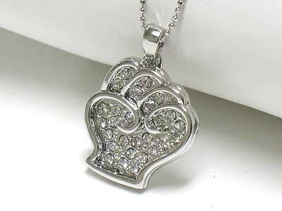 Made in korea whitegold plating crystal fist pendant necklace
