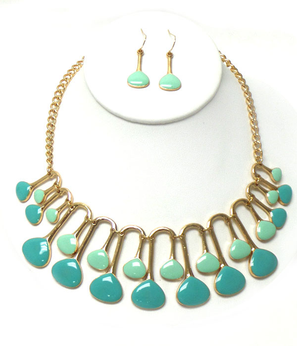 Multi epoxy drop necklace earring set