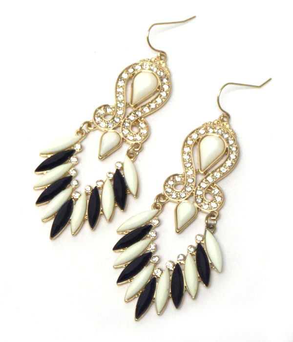 CRYSTAL AND ACRYLIC STONE DROP SHOUROUK STYLE EARRING