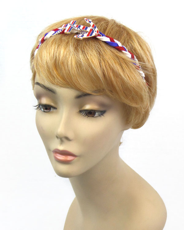 NAUTICAL THEME ANCHOR ACCENT AND TWIST STRETCH HEADBAND