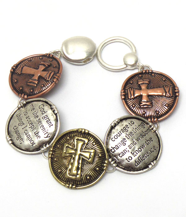 Religious inspiration message disk link magnetic bracelet