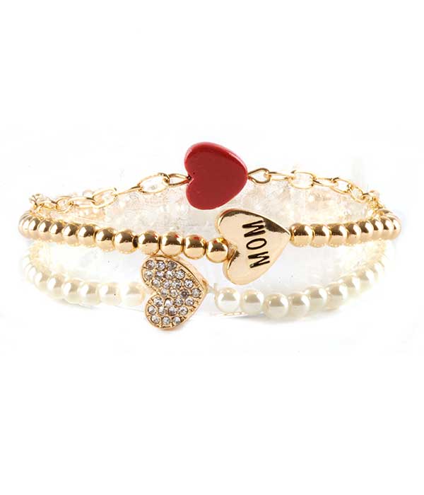 MOTHER THEME 3 PAIR STRETCH BRACELET SET