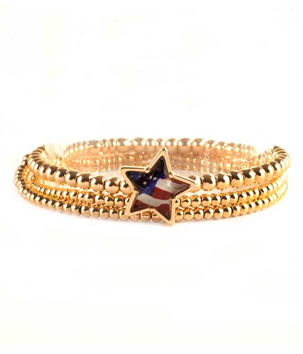 Patriotic american flag stretch bracelet - star
