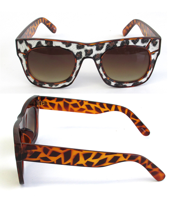 Leopard print glam frame uv protection sunglasses