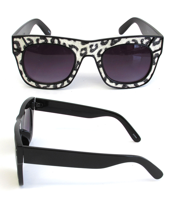 Leopard print glam frame uv protection sunglasses