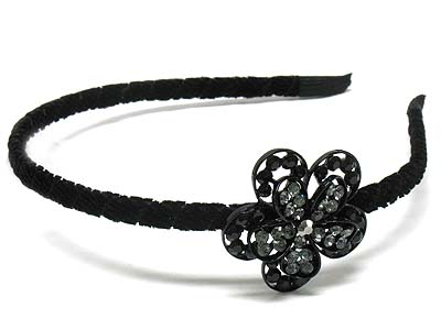 Crystal deco dual flower fabric coated headband