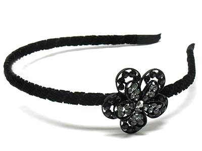 CRYSTAL DECO DUAL FLOWER FABRIC COATED HEADBAND