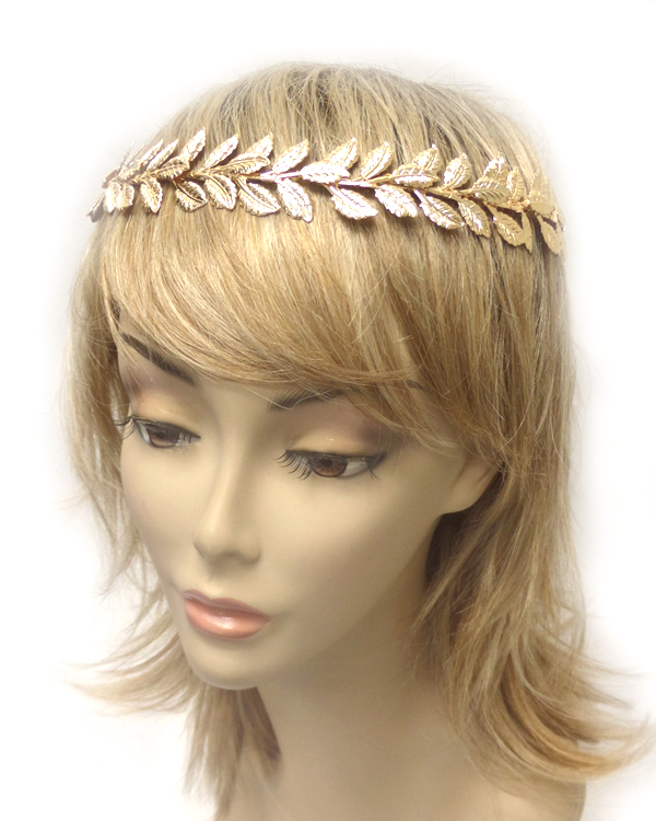 Metal linked leafs head crown