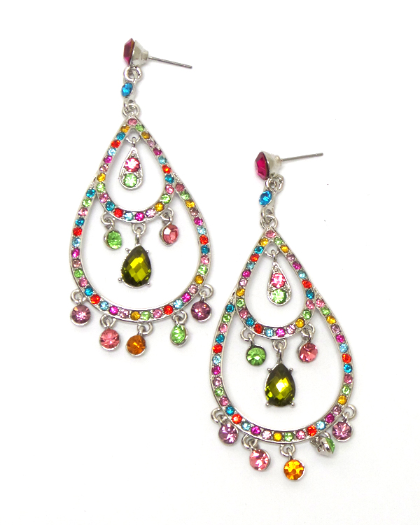 Teardrop crystals layer earrings
