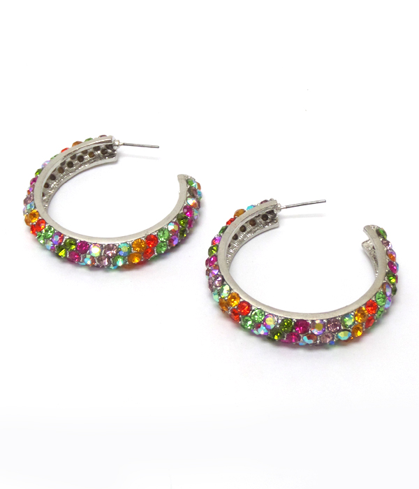 Multi crystals hoop earrings 