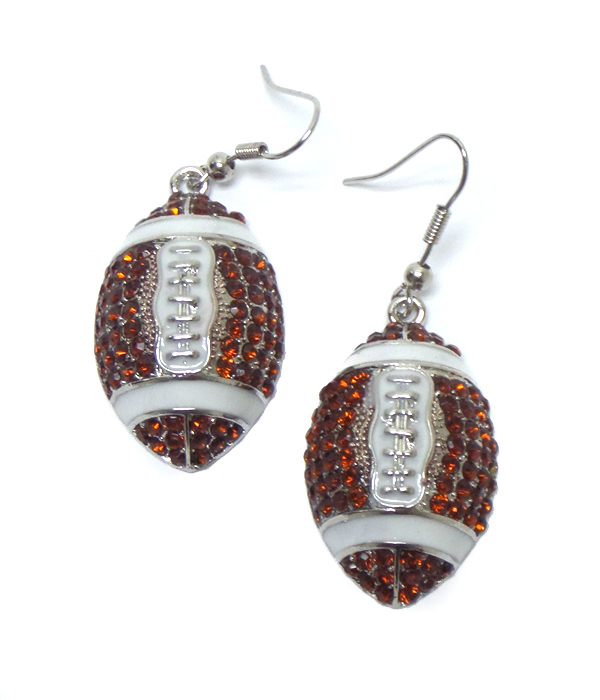 Crystal football fish hook earrings 