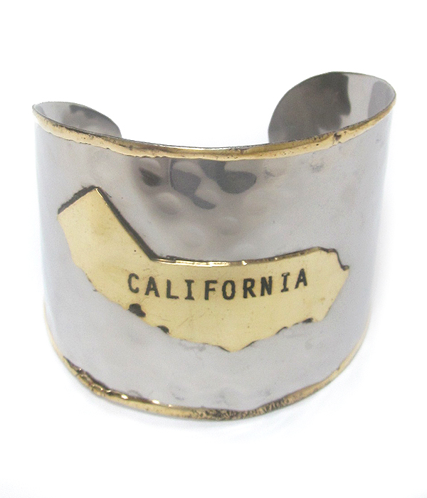 CALIFORNIA STATE MAP HANDMADE BRASS CUFF BANGLE BRACELET