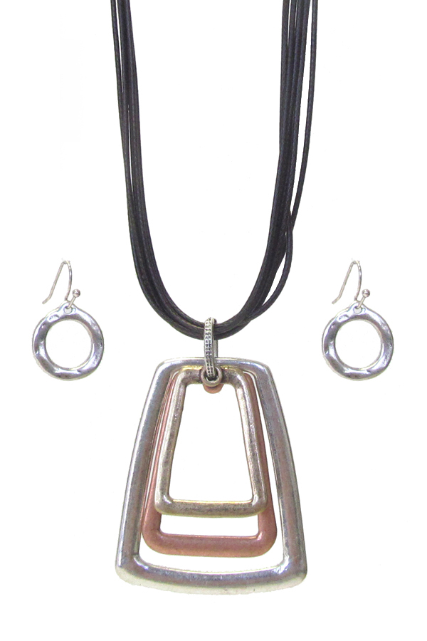 Triple pendant and multi cord necklace set
