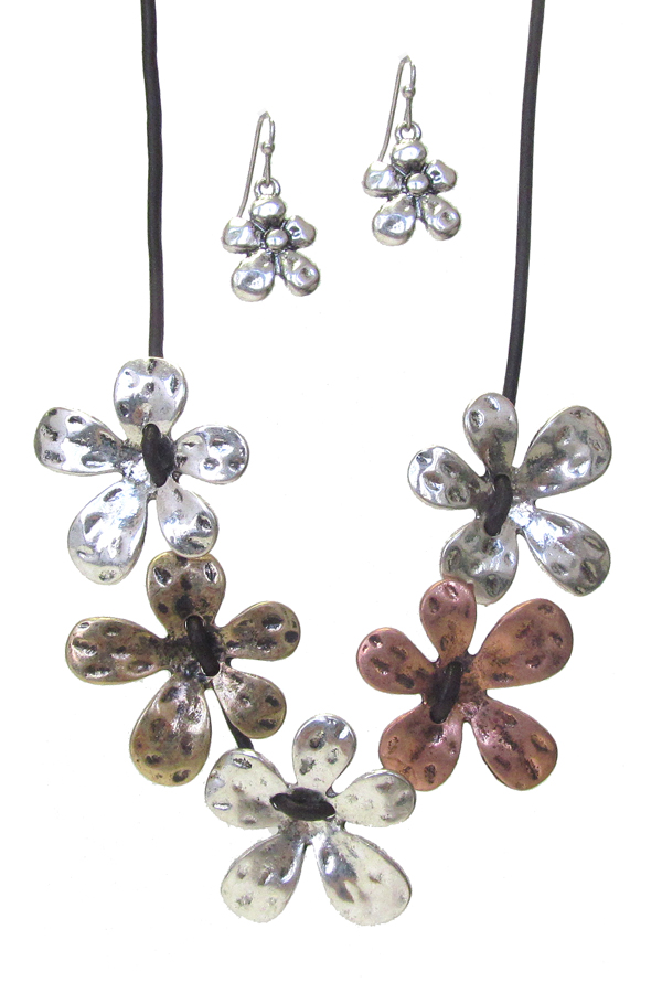 Multi flower link necklace set