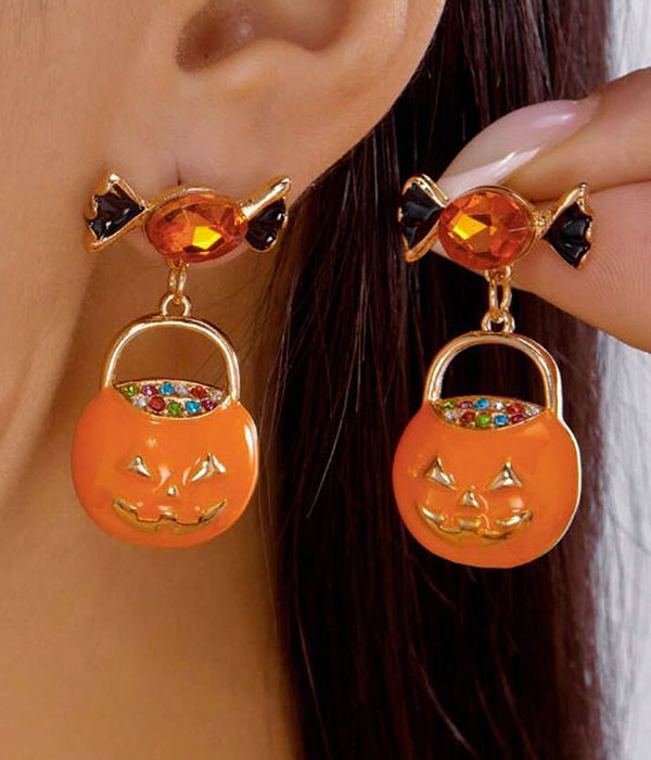 Halloween theme epoxy pumpkin earring