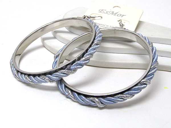 TWISTED FASHION ROPE ON METAL HOOP EARRING - HOOPS