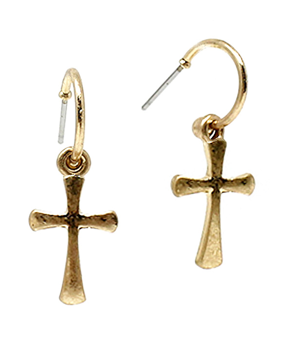 CROSS HUGGIE EARRING