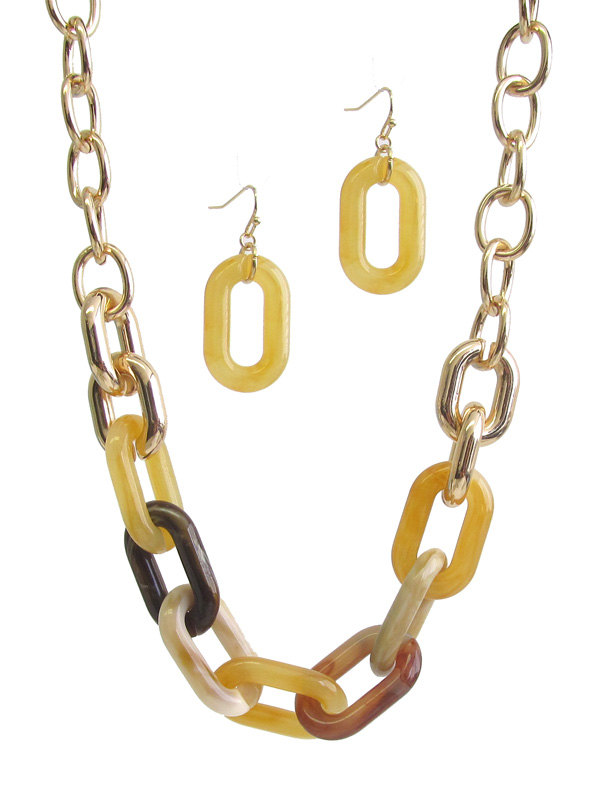 CHUNKY MIXED CHAIN LINK NECKLACE SET