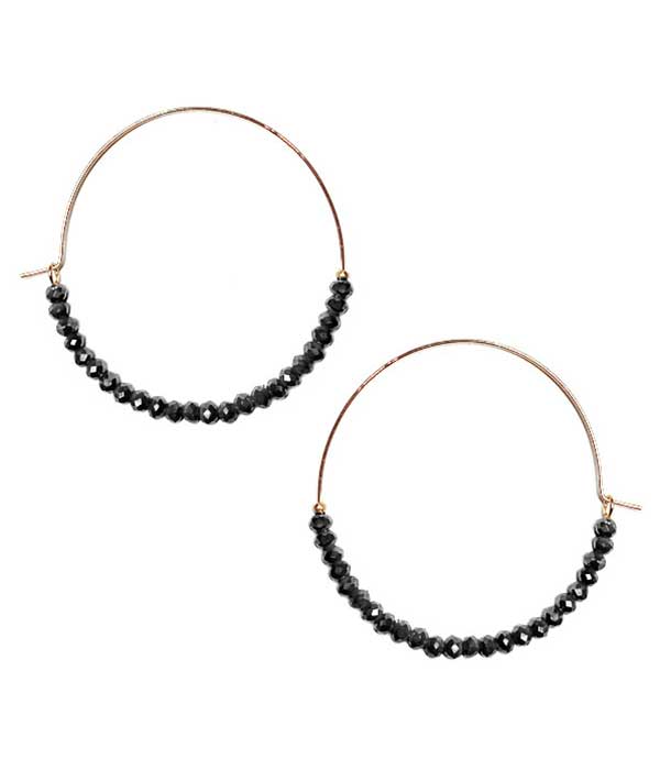 GLASS SEEDBEAD WIRE HOOP EARRING