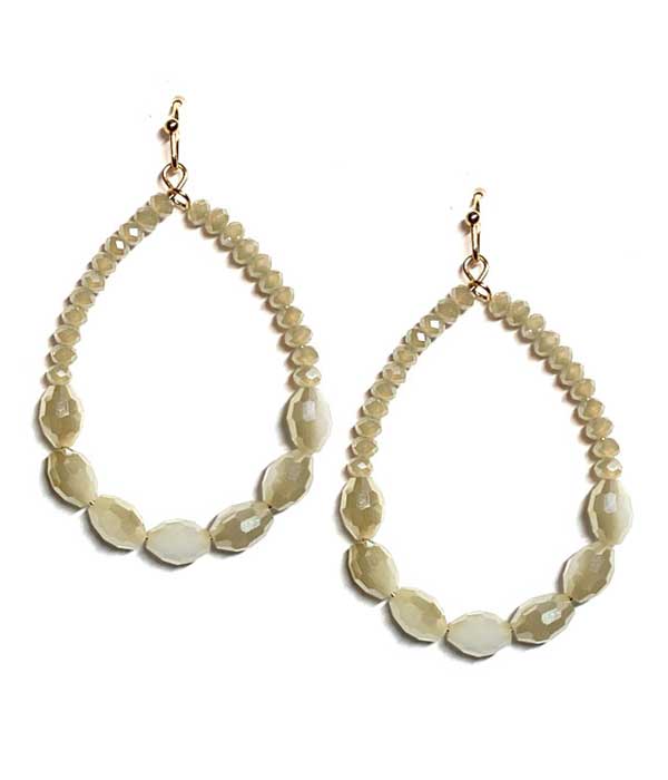 Facet stone and seedbead teardrop earring