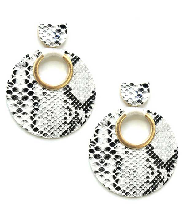 ANIMAL PRINT DISC EARRING - SNAKE SKIN