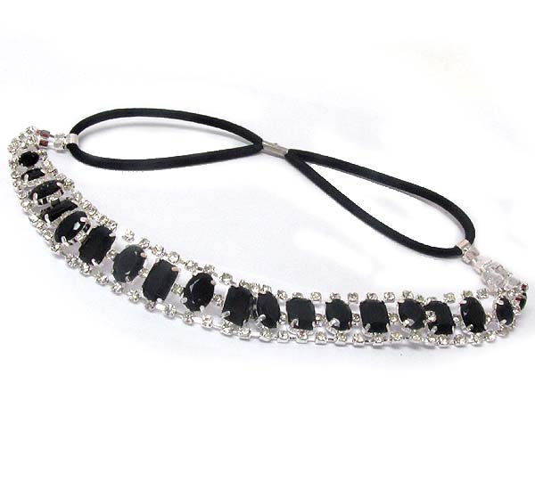 Multi facet acrylic stone and double rhinestone stretch headband