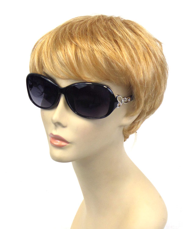 Metallic accent hinge sunglasses-uv protection 